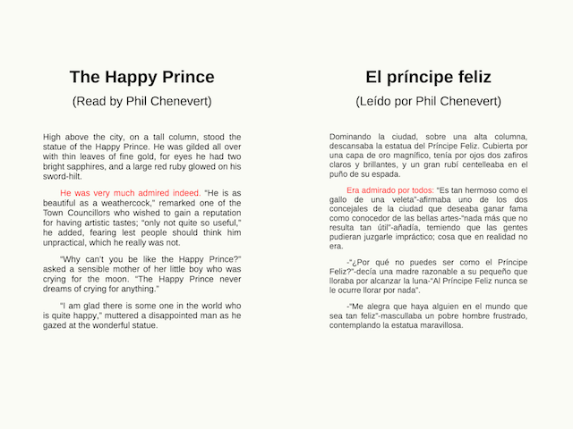 El príncipe feliz, ejemplo de libro bilingüe